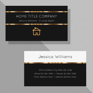 Classy Gold Real Estate Title Company Business Card