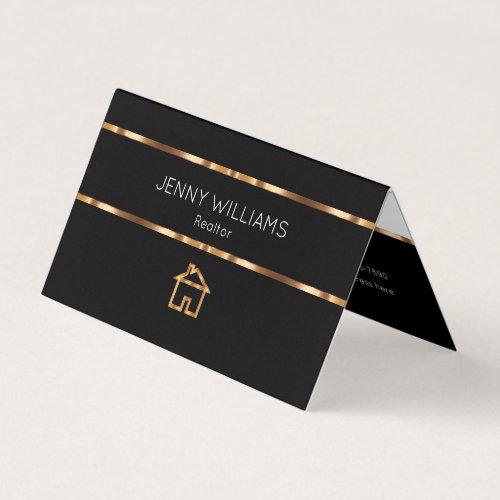 Classy Gold Realtor Theme Folded Business Cards