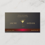 Classy Gold Red Metallic Bartender Template Business Card at Zazzle