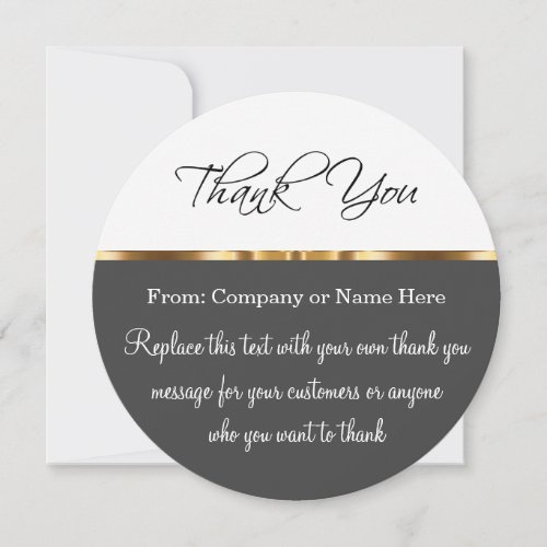 Classy Gold Round Thank You Cards With Envelopes