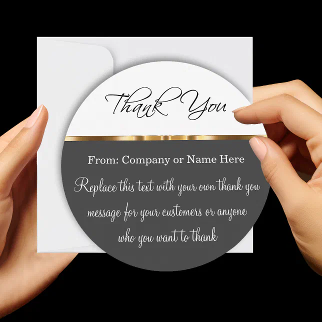 Classy Gold Round Thank You Cards With Envelopes | Zazzle