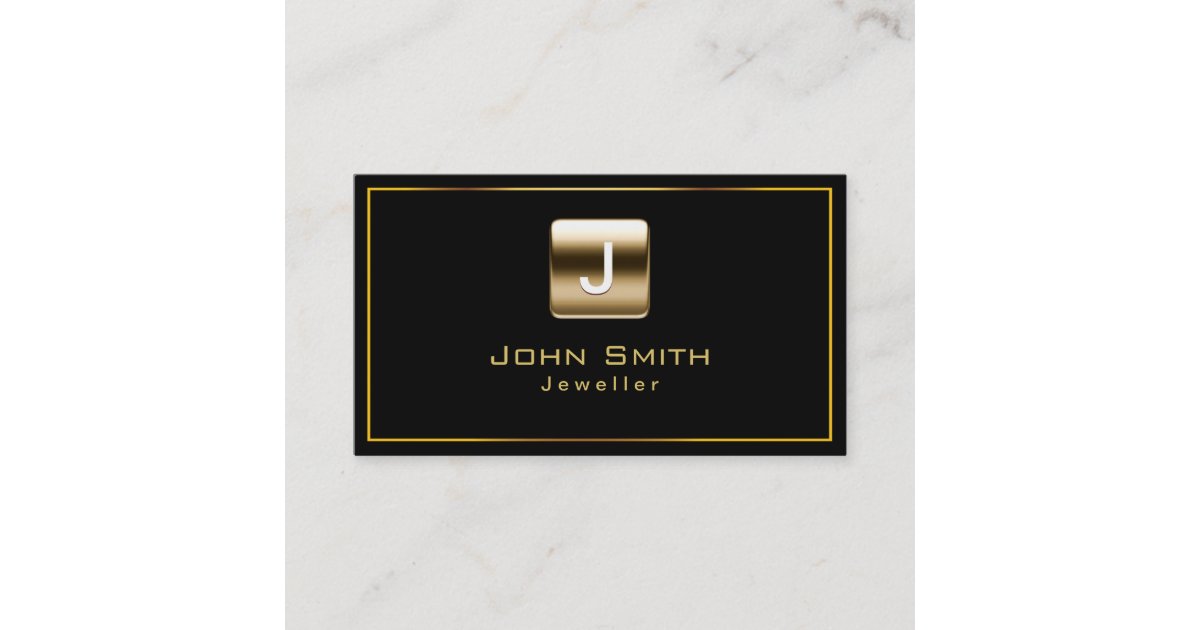 Elegant Fashion Jewellery Designer Gold Gems black Business Card