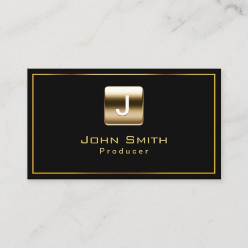 Customizable Classy Gold Stamp Producer Dark Business Card