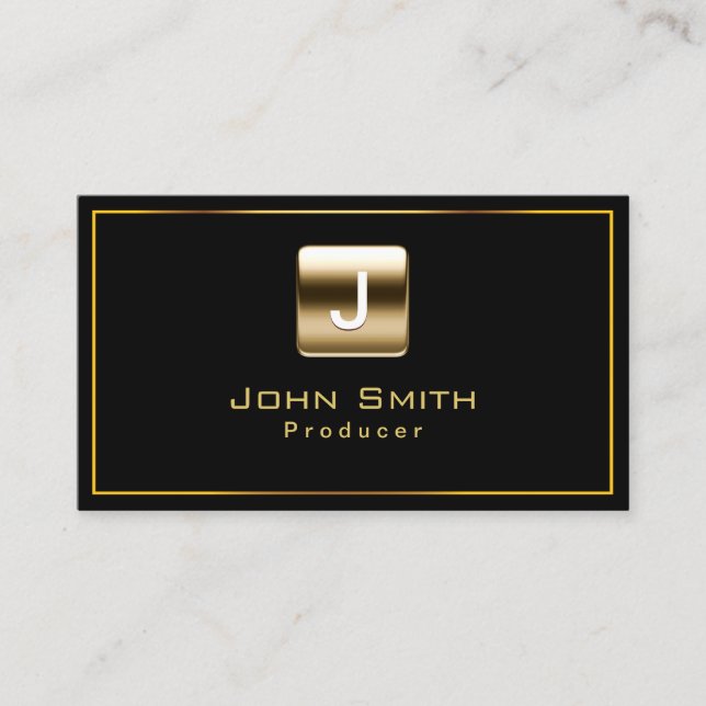Classy Gold Stamp Producer Dark Business Card (Front)