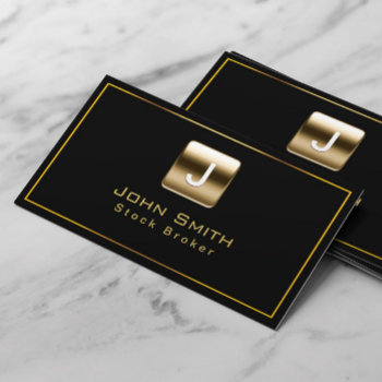 Classy Gold Stamp Stock Broker Dark Business Card by cardfactory at Zazzle