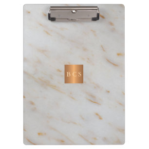 Classy gold steel copper metallic grey marble clipboard