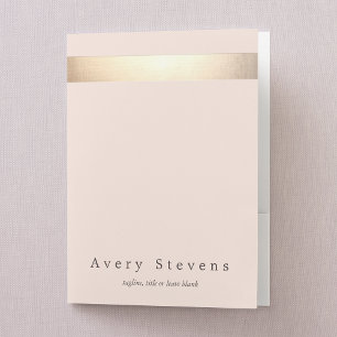 Classy Gold Striped Stylish Pink Beauty Salon Pocket Folder