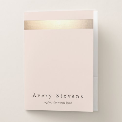Classy Gold Striped Stylish Pink Beauty Salon Pocket Folder