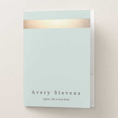 Classy Gold Striped Stylish Turquoise Blue Pocket Folder