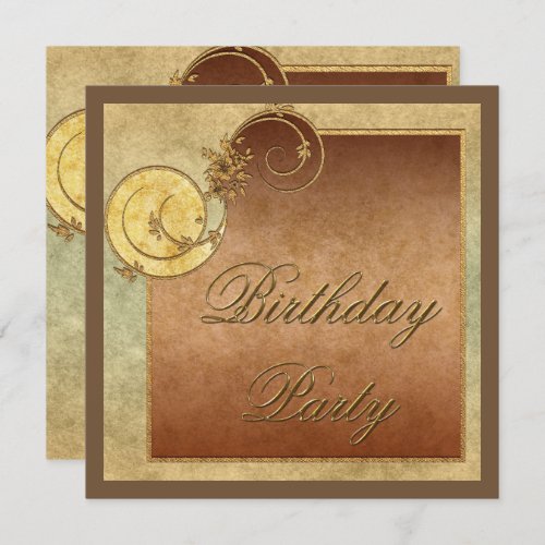 Classy Gold Swirls  Floral Feminine Birthday Invitation