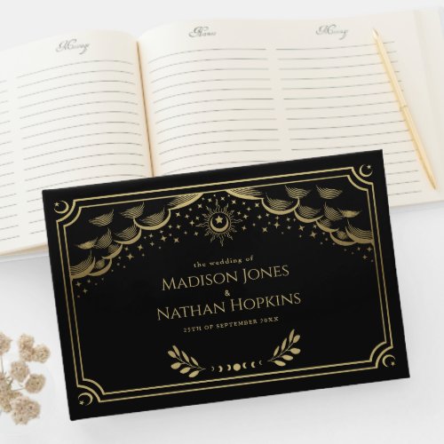 Classy Gold Tarot Card Wedding Guest Book