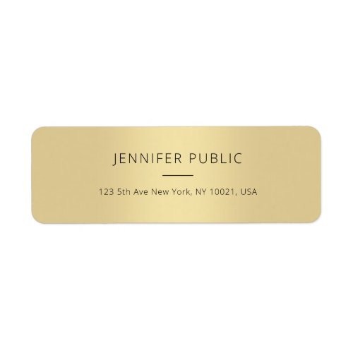 Classy Gold Template Modern Simple Return Address Label