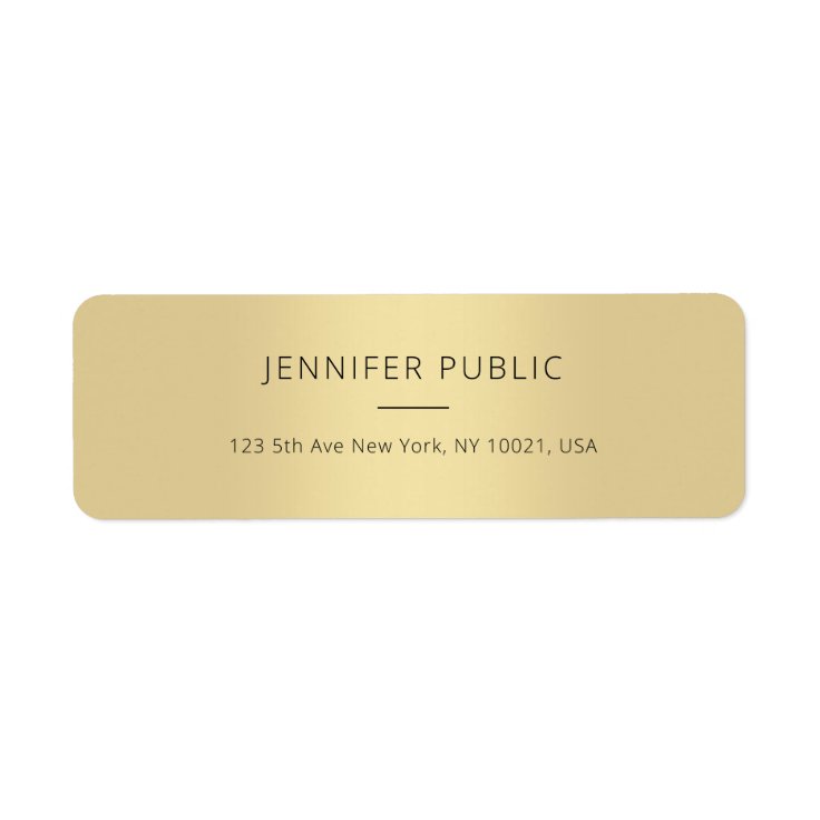 Classy Gold Template Modern Simple Return Address Label Zazzle