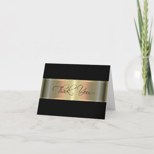 Classy Gold Tone Business Thank You Cards