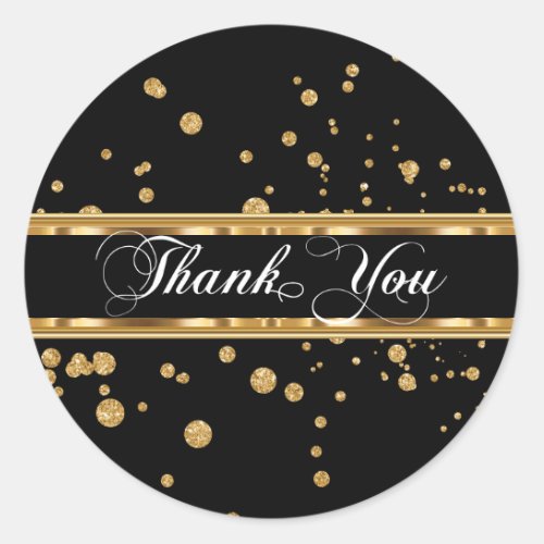 Classy Gold Tone Design Elements Thank You Sticker