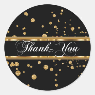 Classy Gold Tone Design Elements Thank You Sticker