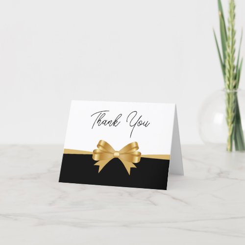 Classy Gold Tone Gift Bow Business Thank You Cards