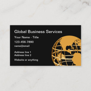 Classy Gold Tone World Globe  Business Card