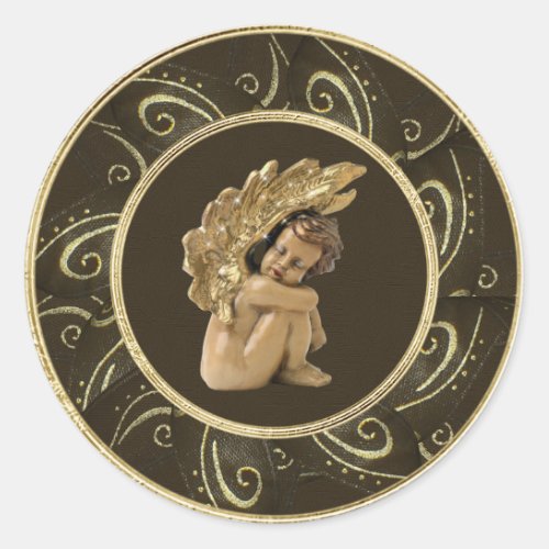 Classy Gold Vintage Angel  Sparkles Stickers