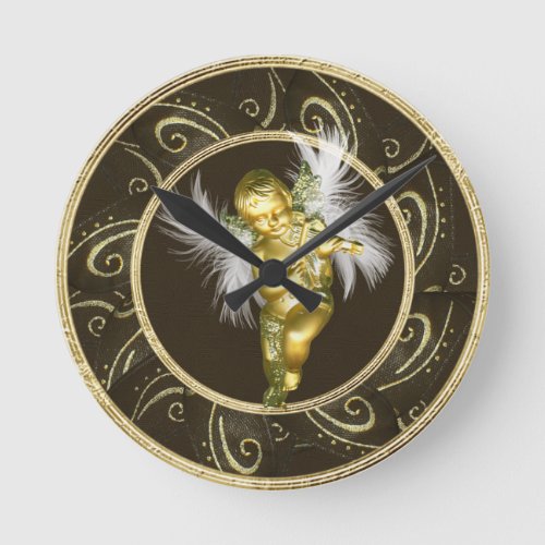Classy Gold Vintage Angel  Violin Clock
