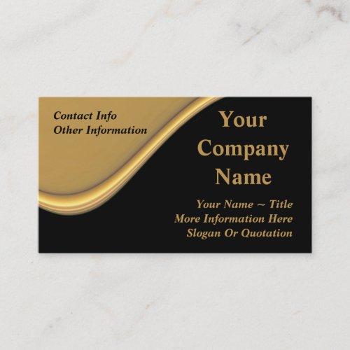Classy Gold Wave On Black Business Cards