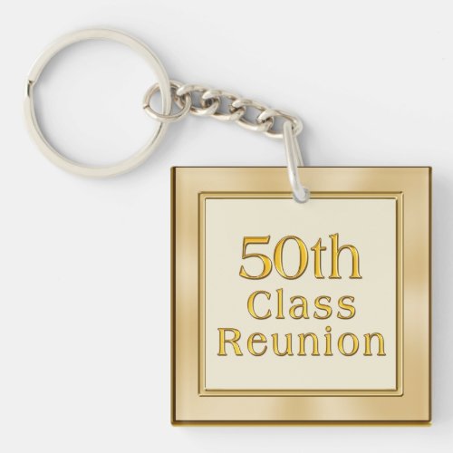 Classy Golden 50th Class Reunion Souvenirs Favors Keychain