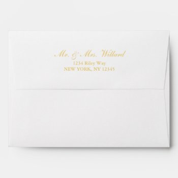 Classy Golden Custom Script White Envelope by Vineyard at Zazzle