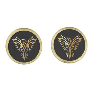 Classy Golden Phoenix Black Gold Finish  Cufflinks