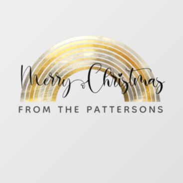 Classy Golden Rainbow Family Name Merry Christmas Wall Decal