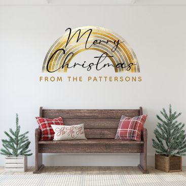 Classy Golden Rainbow Family Name Merry Christmas Wall Decal