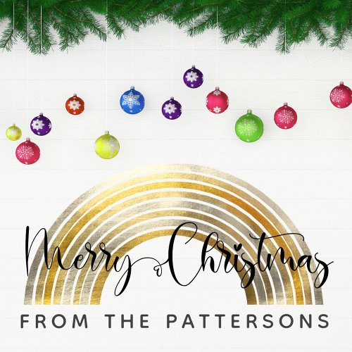  Classy Golden Rainbow Family Name Merry Christmas Wall Decal