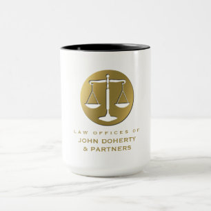 Classy Golden Scales of Justice Law Office Mug
