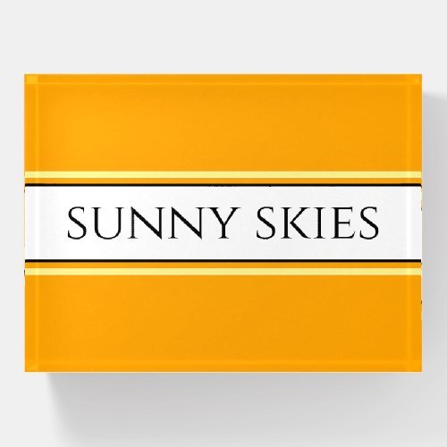 Classy Golden Yellow White Stripes Sunny Skies Paperweight