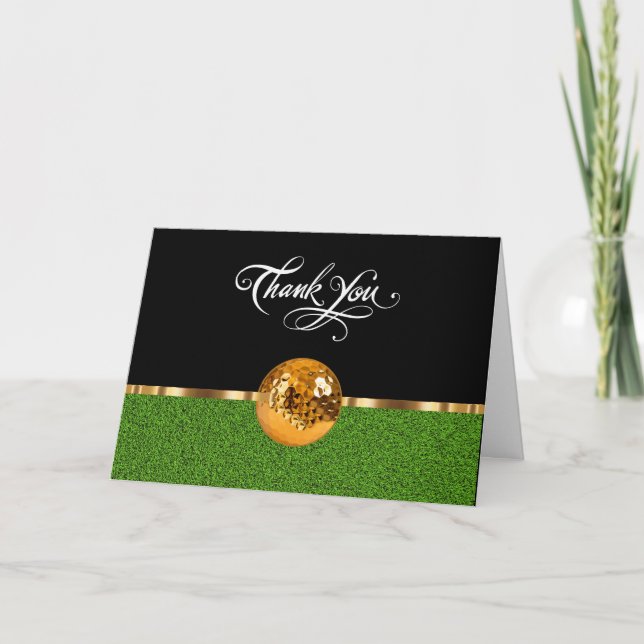 Classy Golf Ball Theme Business Thank You Cards (Front)