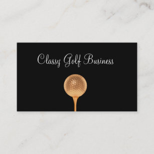 Classy Golf Business Cards Gold Golf Ball