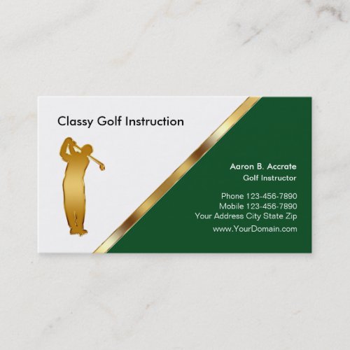 Classy Golf Instructor Business Cards