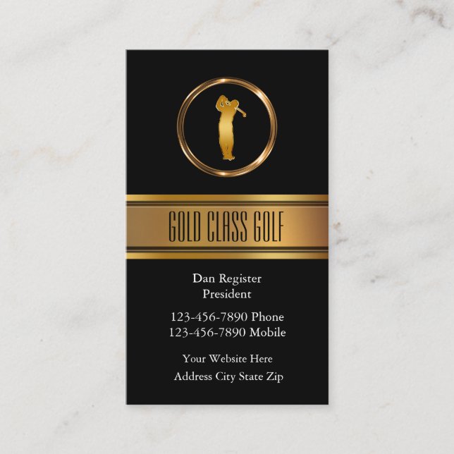 Classy Golf Theme Business Cards (Front)