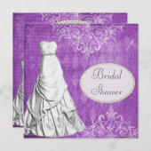 Classy Gown Vintage Shabby Chic Bridal Shower Invitation (Front/Back)