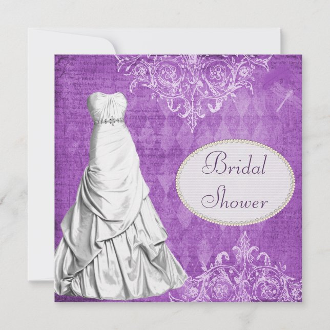 Classy Gown Vintage Shabby Chic Bridal Shower Invitation (Front)