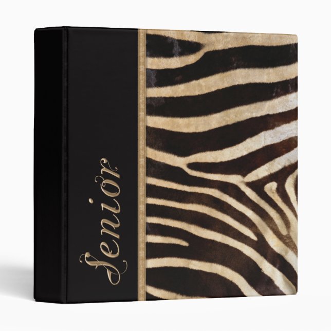 Classy Graduate Zebra Stripe 3 Ring Binder (Front/Spine)