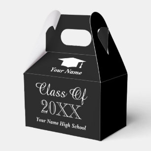 Classy graduation party favor boxes with name