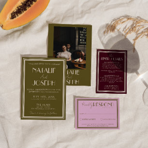 Classy Grassland Old Money Retro Photo Wedding Invitation