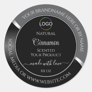 Classy Gray Black Wavy Silver Logo Product Labels