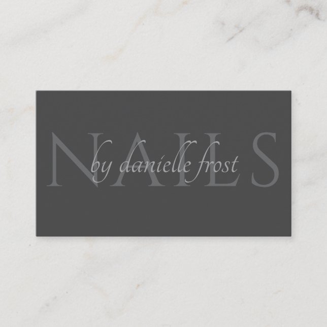 Classy Gray Modern Nail Tech Business Card (Front)