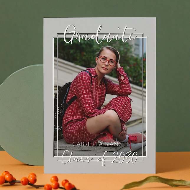 Classy Gray White Minimalist Graduation Announcement (Creator Uploaded)