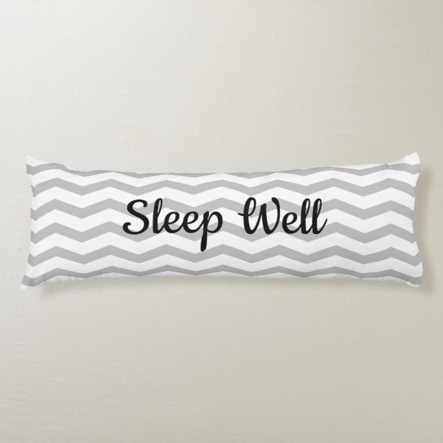 Classy gray zig zag stripe chevron pattern custom body pillow (Front)