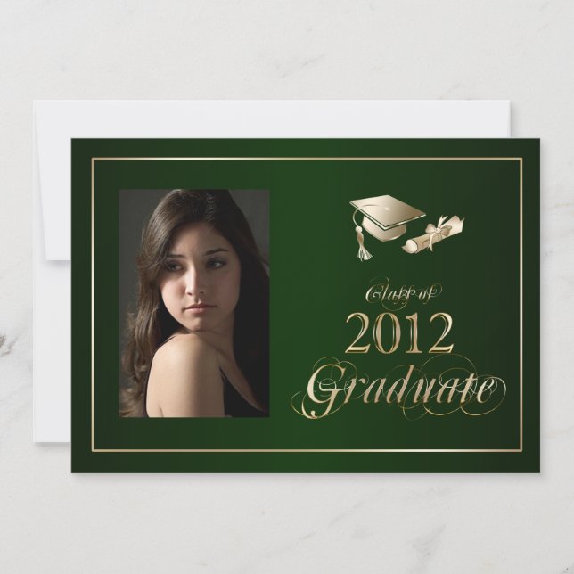 Classy Green and Gold 2012 Graduate Photo Invite (Front)