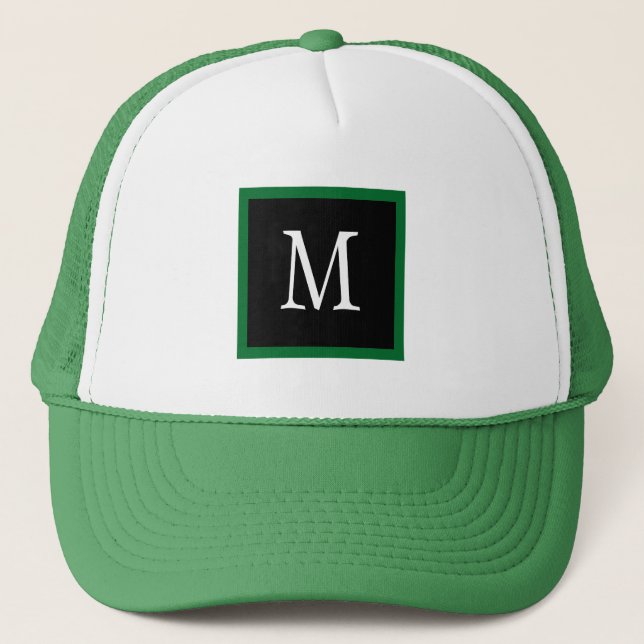 Classy Green Custom Single Initial Classic Trucker Hat (Front)