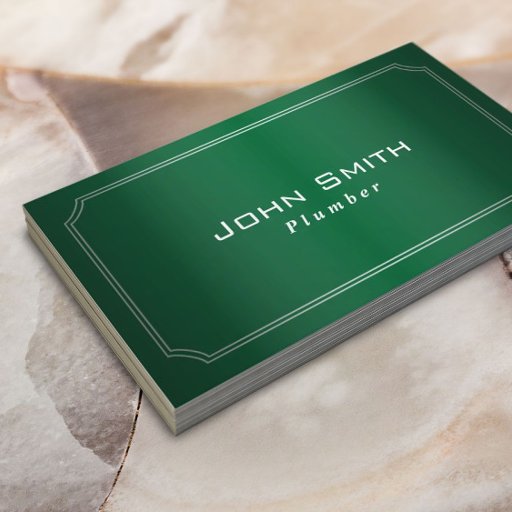 Customizable Classy Green Framed Plumbing Business Card