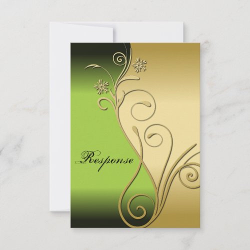 Classy Green Gold Floral Wedding Response RSVP